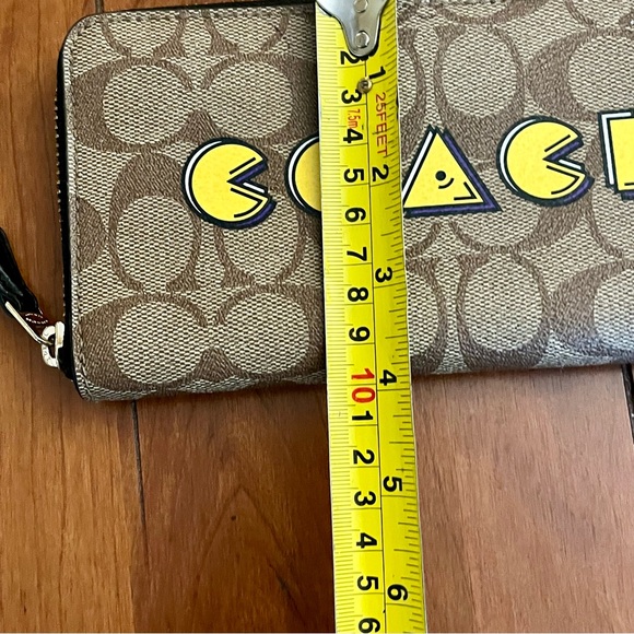 Coach Pac-Man Pacman Brown Accordion Signature Coated Canvas Zip Wallet #F75614 - Picture 13 of 13